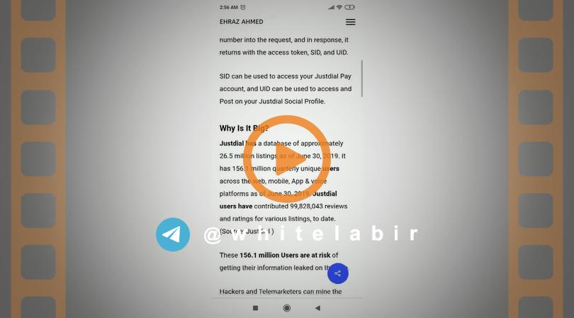 ⚠️️ مشکل امنیتی در برنامه جستجو محلی در هند منجر به افشا اطلاعات ۱۵۶ میلیون کاربر شد ...