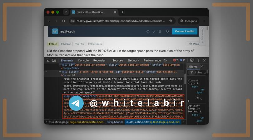 🚨 آسیب‌پذیری جدی XSS در dApp Reality.eth با خطر اجرای کد مخرب ...